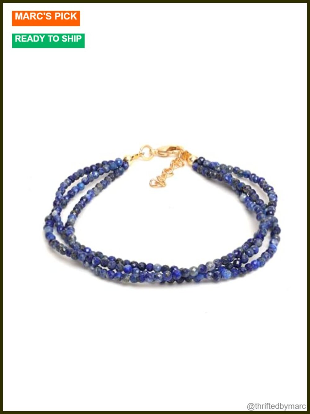 Gold Plated Multi Strand Beaded Bracelet 8 Inch Handmade Gemstone Jewelry